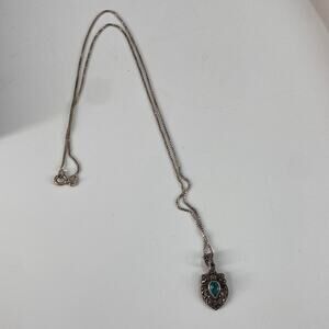 Vintage CW marcasite sterling silver blue topaz necklace